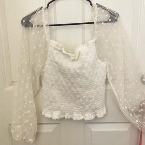 White Polkadot Blouse